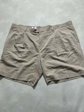 Cutter & Buck Mens Khaki Pleated Chino Shorts Size 48